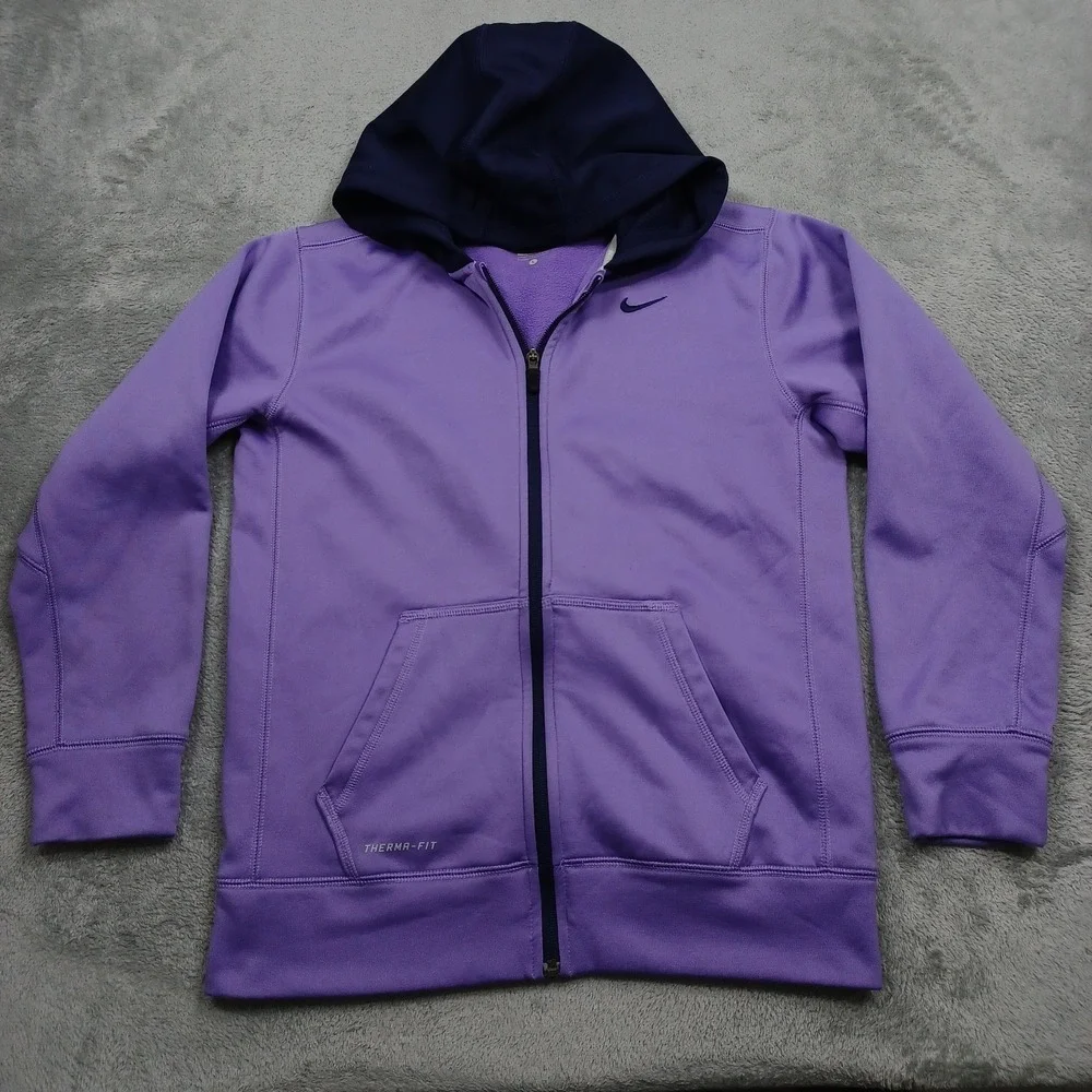 Nike Jacket Womens Large Purple Activewear Full Zip Pockets Gym Training